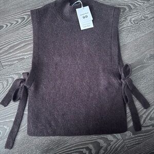 & Other Stories chocolate dark brown Knit Mohair Wool sweater pullover vest